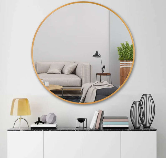 30*30in Gold Round Mirror