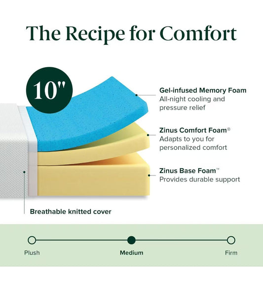 10 inch记忆棉床垫（适中偏软）