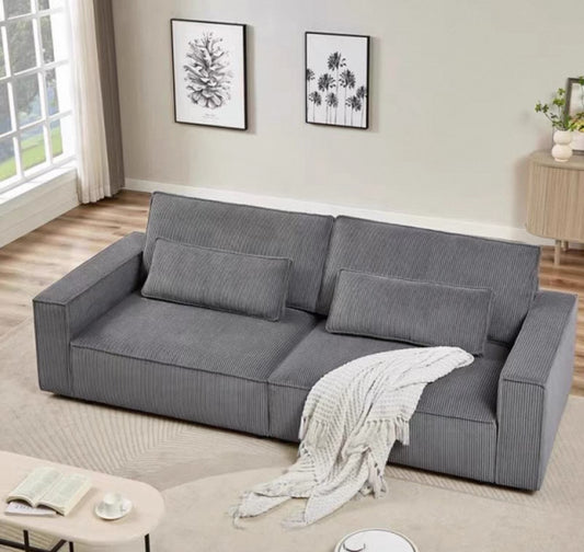 2.6m 灯芯绒豆腐块沙发