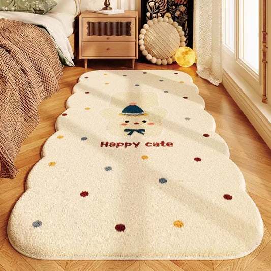 180*60cm 仿羊绒床边毯 happy cate soft rug