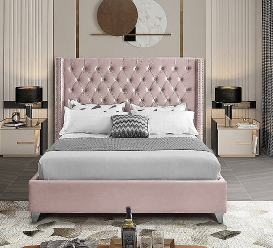 Dusty Pink Velvet Fabric With Nailhead Details