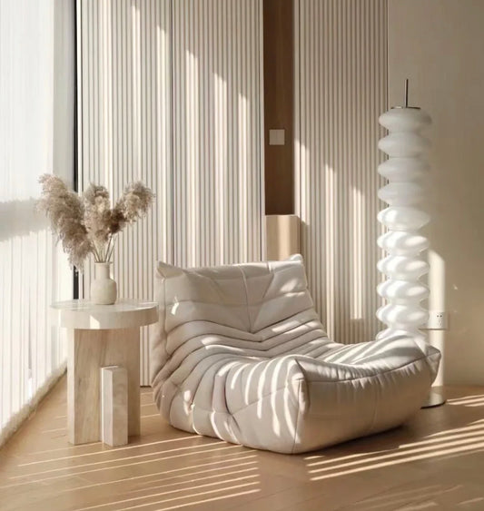 米白麂皮绒毛毛虫懒人沙发