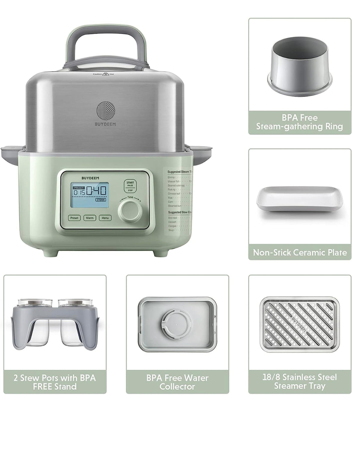 5-Quart Electric Food Steamer for Cooking,