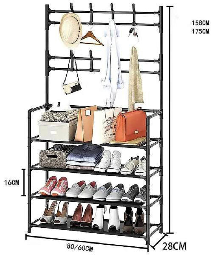 多功能鞋架衣架一体式 multi-functional shoe rack and clothes hanger are integrated into one