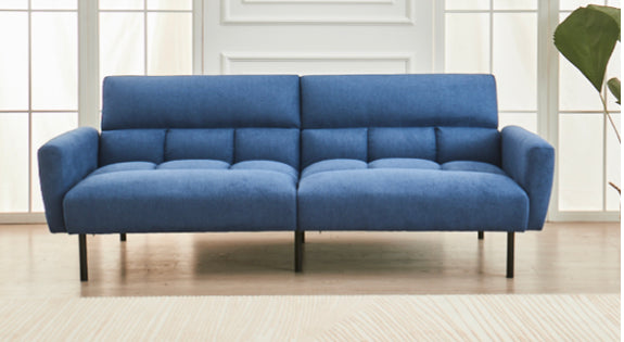 Soft blue futon sofabed
