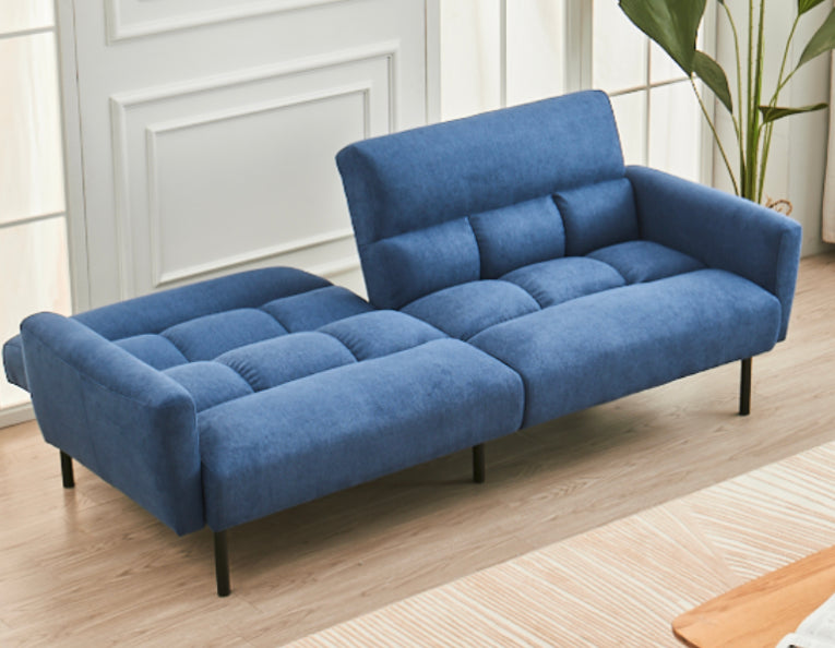 Soft blue futon sofabed