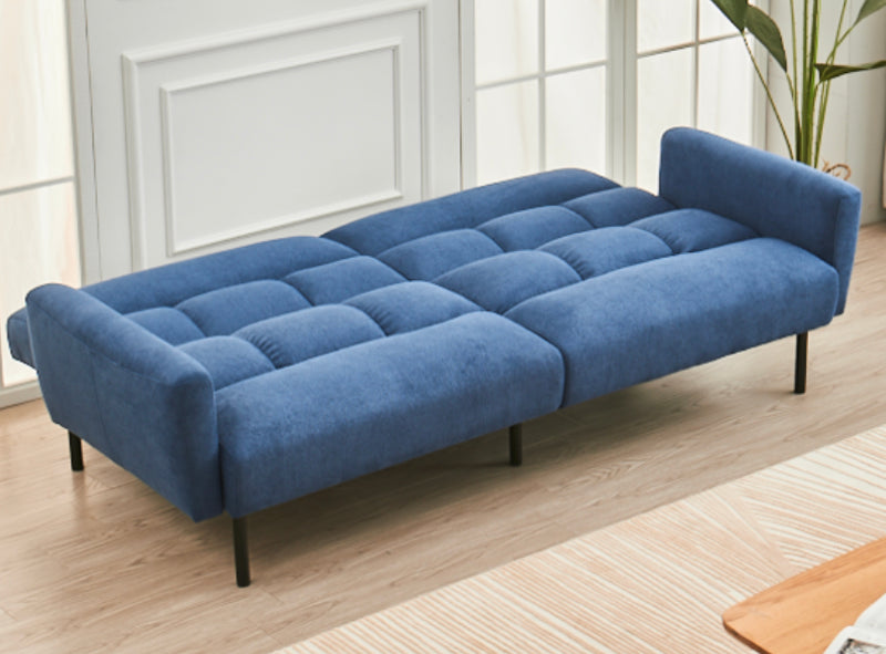Soft blue futon sofabed