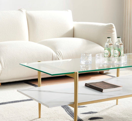 Clear Double Layer Glass Coffee Table