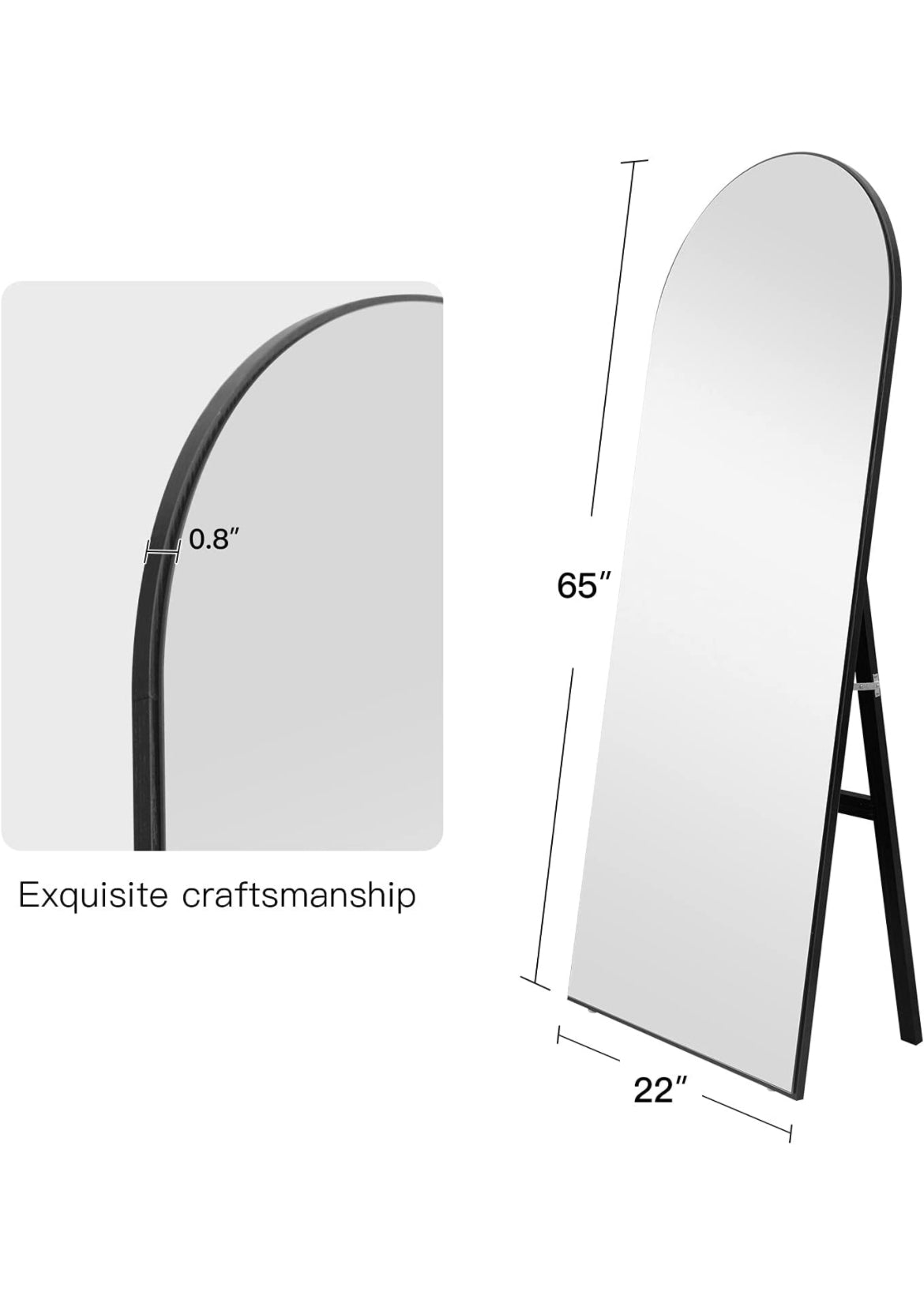 65"×22"Smooth Arched Top Mirror