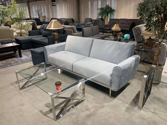 baby blue velvet designer futon