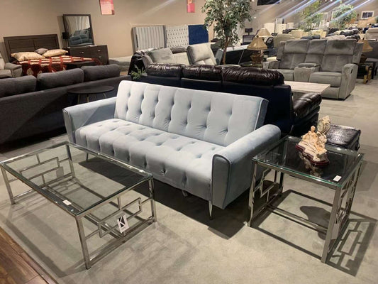 baby blue velet sofa bed futon